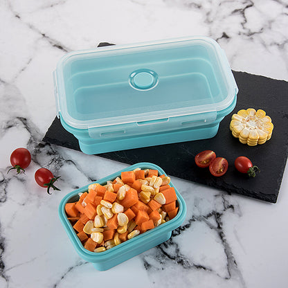 FDA silicone lunch box foldable microwave silicone storage box set refrigerator storage plastic sealing box.