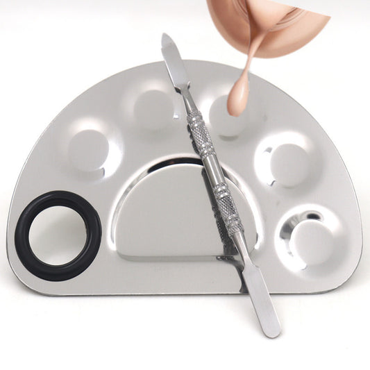 Palette stainless steel palette stainless steel palette makeup palette small semi-circular color toning tool.