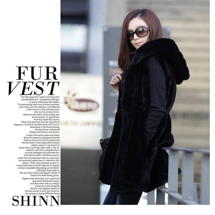 Cross-border faux fur women's Korean version of faux fur vest mid-length autumn and winter new rabbit plush fur coat - GOLDEN TOUCH APPARELS WOMEN