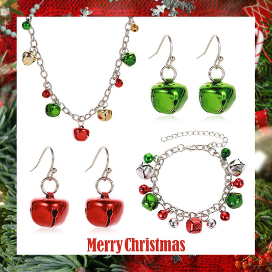 Europe and the United States cross-border new Christmas necklace set jewelry colorful bell line chain earrings Christmas jewelry