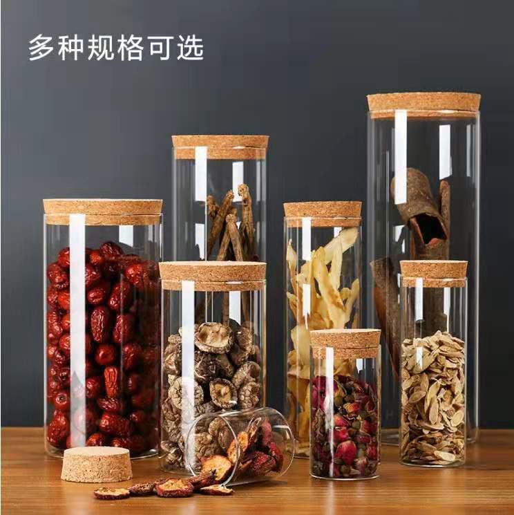 Wholesale tea cans heat-resistant glass sealing cans transparent storage tank dried fruit snack storage bottle candy cans bamboo cover.