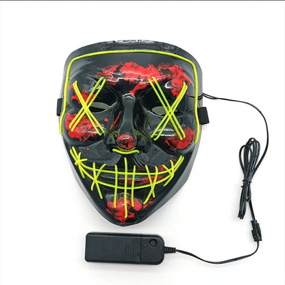 Halloween glowing mask,  V-shaped blood horror , full face cold light mask