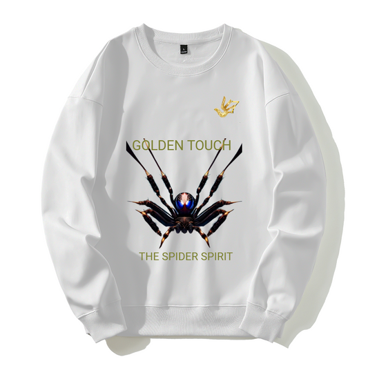 GOLDEN TOUCH SPIDER SPIRIT Silver fox fleece thermal hoodie