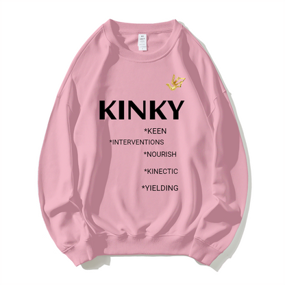 GOLDEN TOUCH KINKY WITH MEANING Dropped Shoulder Trend Crew Neck Hoodie