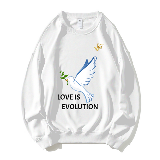 GOLDEN TOUCH LOVE IS EVOLUTION Dropped Shoulder Trend Crew Neck Hoodie