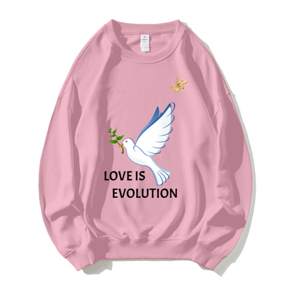 GOLDEN TOUCH LOVE IS EVOLUTION Dropped Shoulder Trend Crew Neck Hoodie