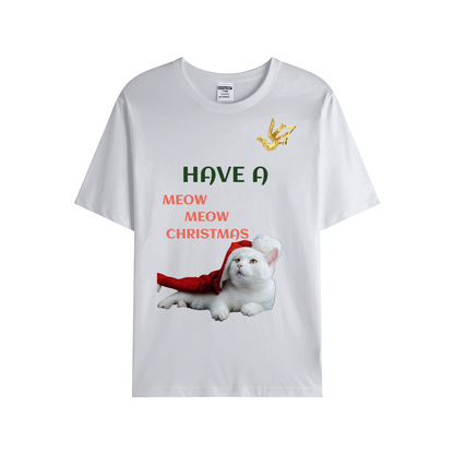 HAVE A MEOW MEOW CHRISTMAS Unisex Single Cotton Tee GOLDEN TOUCH