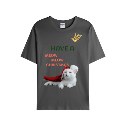 HAVE A MEOW MEOW CHRISTMAS Unisex Single Cotton Tee GOLDEN TOUCH