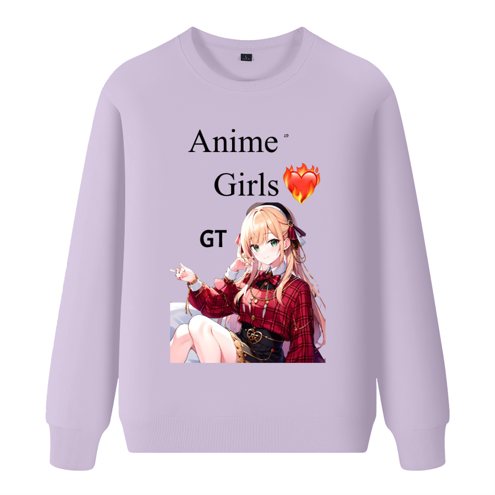 Anime girl love runs the world  Loose fashion sweater