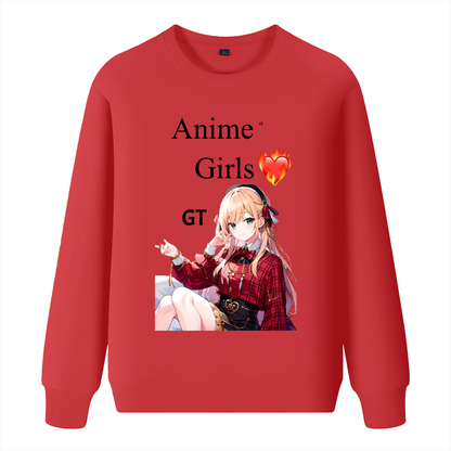 Anime girl love runs the world  Loose fashion sweater