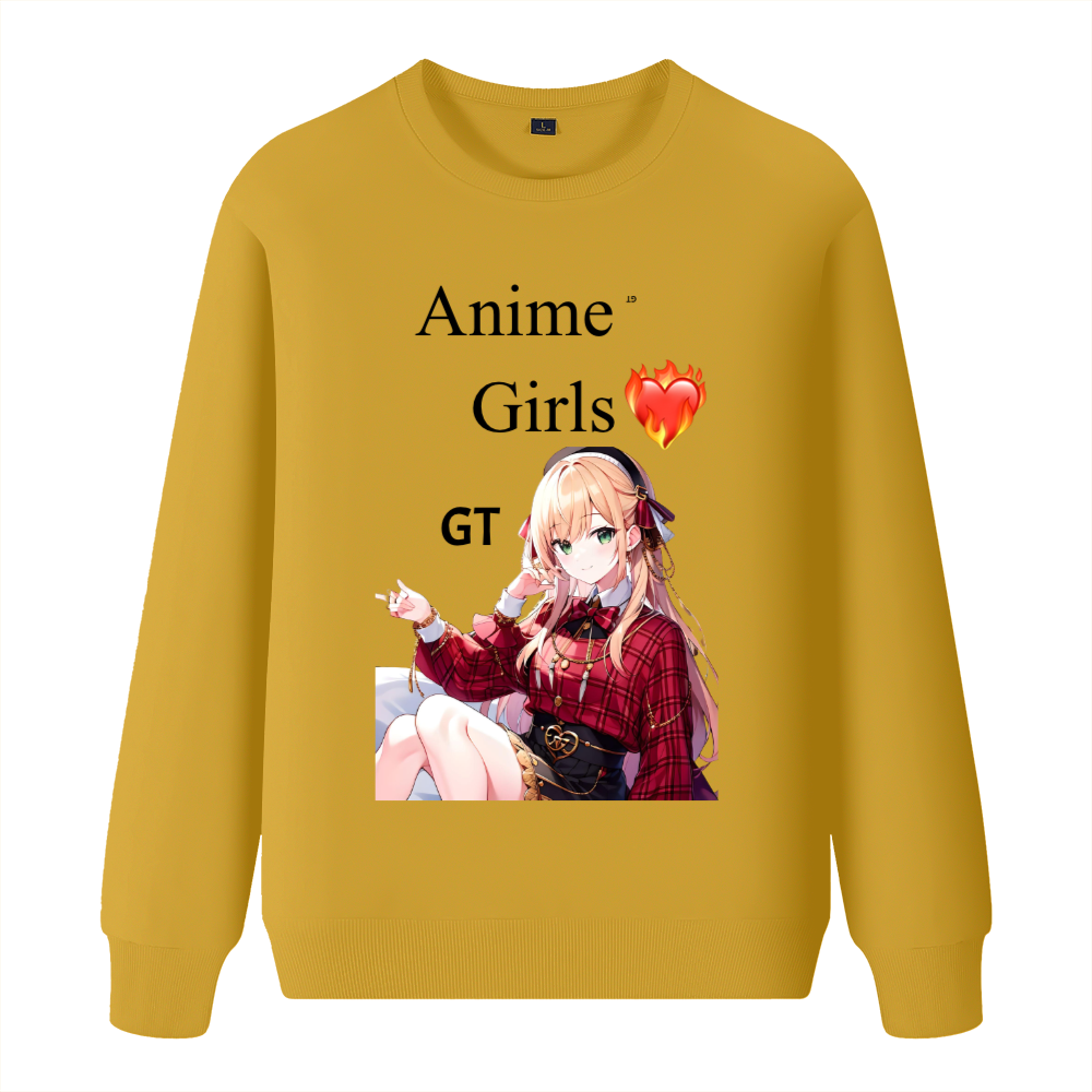 Anime girl love runs the world  Loose fashion sweater