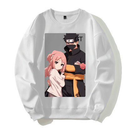 VALENTINE SPECIAL NINJA JUTSU OF LOVE Silver fox fleece thermal hoodie