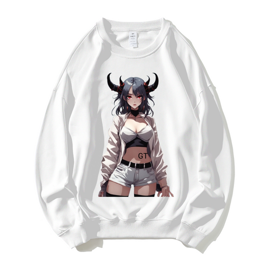 NOT ALL DEMONS HAVE HORNS Dropped Shoulder Trend Crew Neck Hoodie