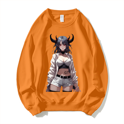 NOT ALL DEMONS HAVE HORNS Dropped Shoulder Trend Crew Neck Hoodie