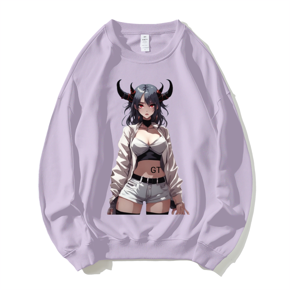 NOT ALL DEMONS HAVE HORNS Dropped Shoulder Trend Crew Neck Hoodie