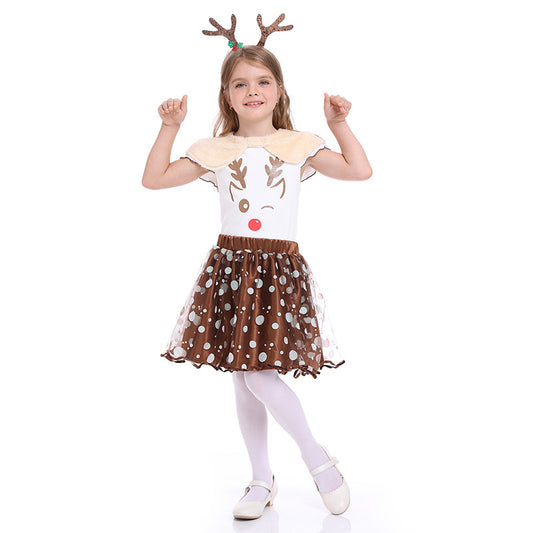 Christmas children's clothing girls kindergarten performance Santa Claus costume reindeer dress performance costume performance costume