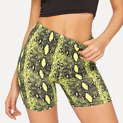 women's clothing snake print high waist buttocks sports yoga pants fitness shorts women.