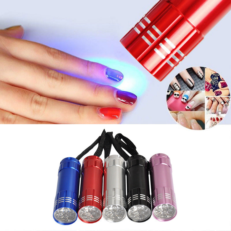 Nail AND FOOT armored mini flashlight 9LED finale glue phototherapy lamp nail LED small baking light 30 second dryer wholesale.