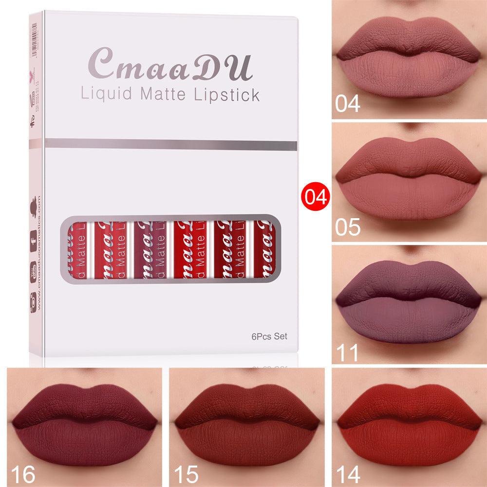 6 Boxes Of Matte Non-stick Cup Waterproof Lipstick Long Lasting Lip Gloss.