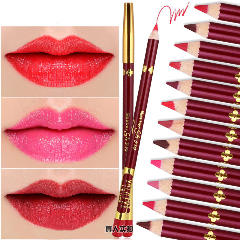 Alkyi cloth embroidered lip line pen 13 color matte waterproof non-jet velvet red pen makeup manufacturers wholesale.