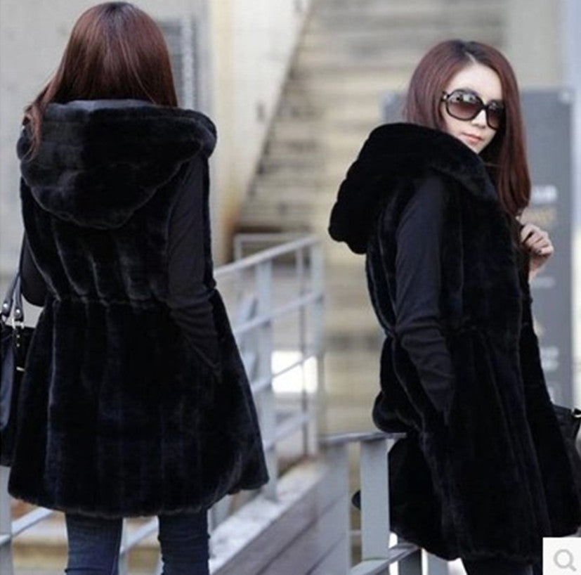 Cross-border faux fur women's Korean version of faux fur vest mid-length autumn and winter new rabbit plush fur coat - GOLDEN TOUCH APPARELS WOMEN