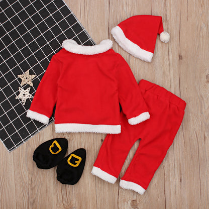 Christmas coat Christmas kids long-sleeved Christmas old man dress up four-piece cosplay children's clothing