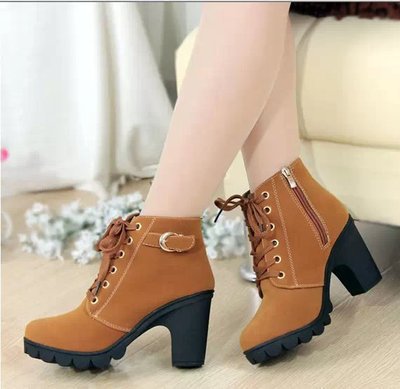 "New Arrival Autumn/Winter High Heel Cross Strap Martin Boots, Genuine Leather,