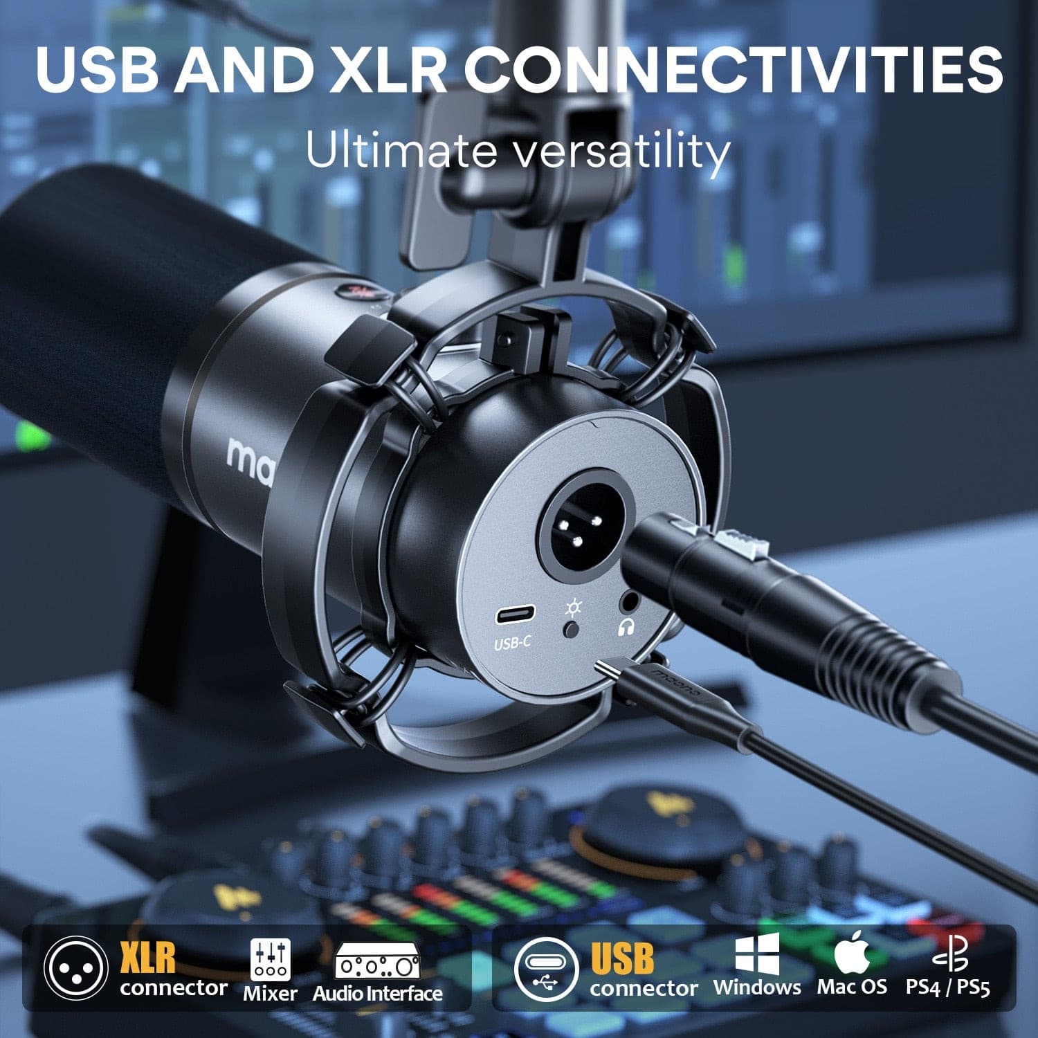 Maono XLR\USB Dynamic Microphone For Gaming Recording Streaming Youtube Metal Mic With Software Tap-to-Mute Gain Knob PD200X - GOLDEN TOUCH APPARELS WOMEN