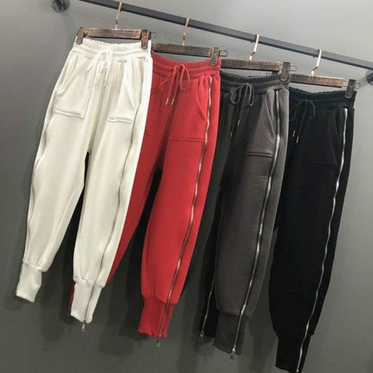 Plus Size Loose Harem Pants Zipper Sweatpants Casual Capri Leggings Fall Cargo Pants Women Hip Hop Trousers.