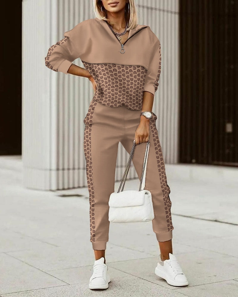 GOLDEN TOUCH Women's Plaid Print Hooded Top & Pants Set - Fashionable Two-Piece Suit with Flare Pants
