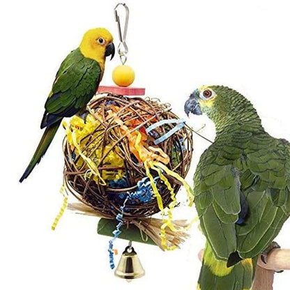 Pet Chewing Toy Parrot Bird Biting Toy Bird Branch Rattan Balls Cages Cockatoo Parakeet  Swing Playing Toy Birdcage.