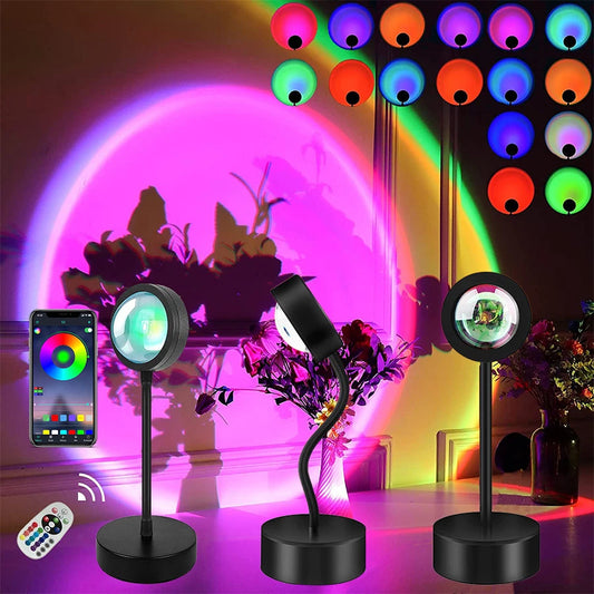 Sunset Projection Lamp - Bluetooth Sunset Projector Night Light with APP Remote Control, LED Lights for Room Decoration and Photography Gifts