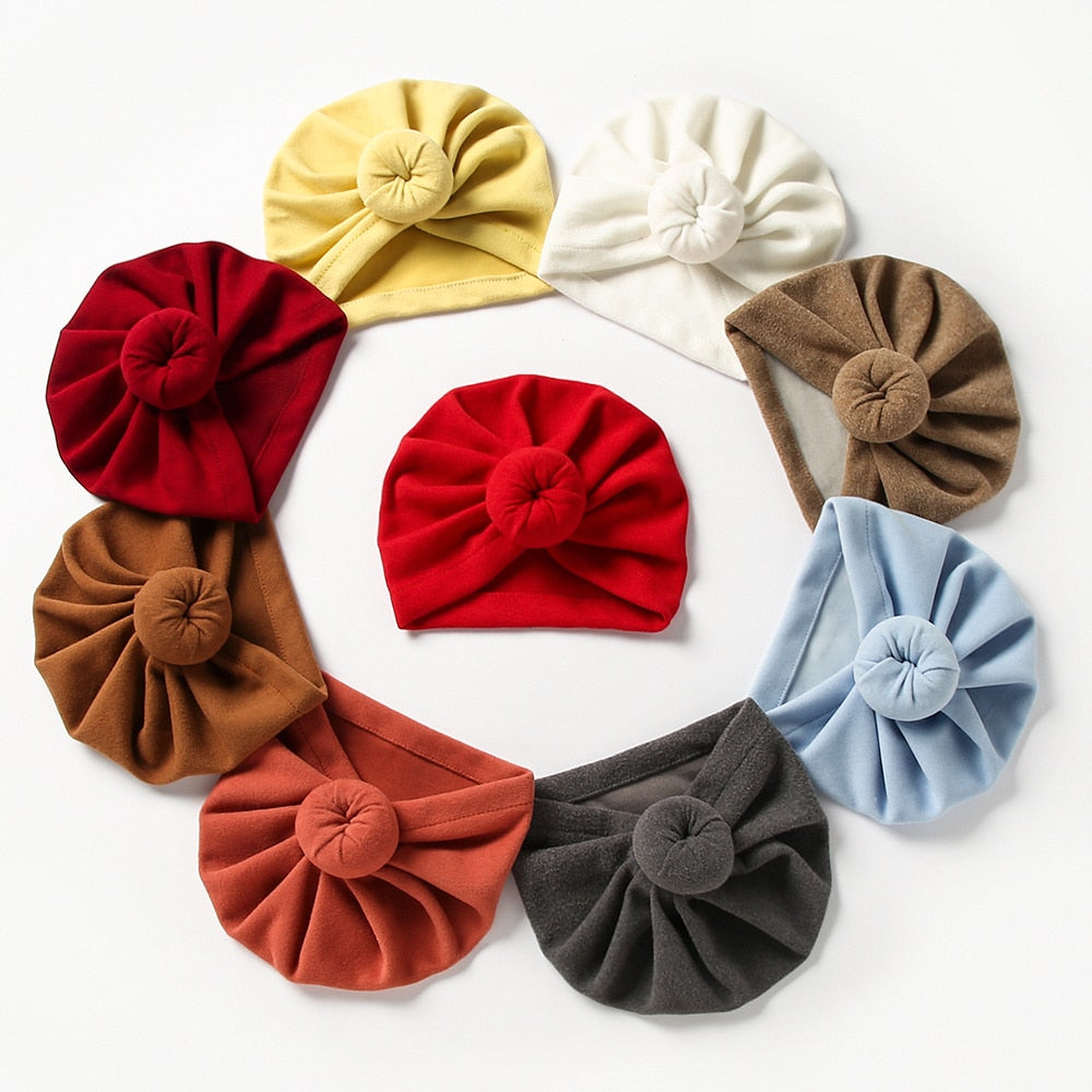 Solid Faux Cashmere Baby Turban Hat Warm Autumn Winter Beanies Topknot Bonnet Infant Boys Girls Caps New Turban Headwraps - GOLDEN TOUCH APPARELS WOMEN