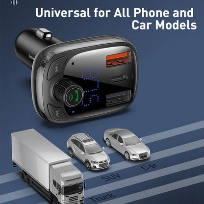 Upgrade Your Car with the Advanced Bluetooth 5.0 FM Transmitter Handsfree Car Kit, featuring Fast Charger and Auto FM Modulator