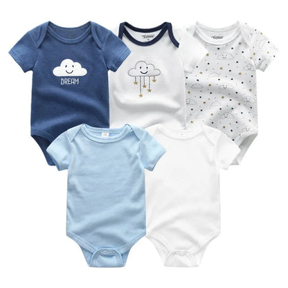 2023 Unisex 5PCS Baby Girl Clothes Cotton Bodysuits Newborn Baby Boy Clothes Cartoon Print Girls Baby Clothing Ropa Bebe
