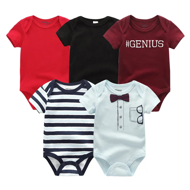 2023 Unisex 5PCS Baby Girl Clothes Cotton Bodysuits Newborn Baby Boy Clothes Cartoon Print Girls Baby Clothing Ropa Bebe