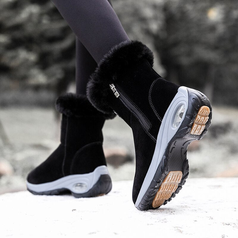 Women's Winter Ankle Warm Plush Snow Boots With Fur - GOLDEN TOUCH APPARELS WOMEN