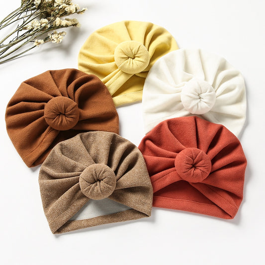 Solid Faux Cashmere Baby Turban Hat Warm Autumn Winter Beanies Topknot Bonnet Infant Boys Girls Caps New Turban Headwraps - GOLDEN TOUCH APPARELS WOMEN