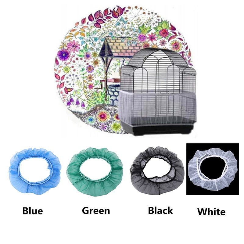 Easy Cleaning Bird Cage Covers Mesh Seed Catcher Guard Bird Cage Net Shell Skirt Dust-proof Airy Mesh Parrot Cage Cover 2 Sizes.