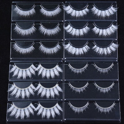 Newest 3 Pairs/Lot Fluffy Lace White Eyelashe Natural Colored Artificial Vegan Silk Eye Lashes for Doll Cosplay Party Halloween - GOLDEN TOUCH APPARELS WOMEN