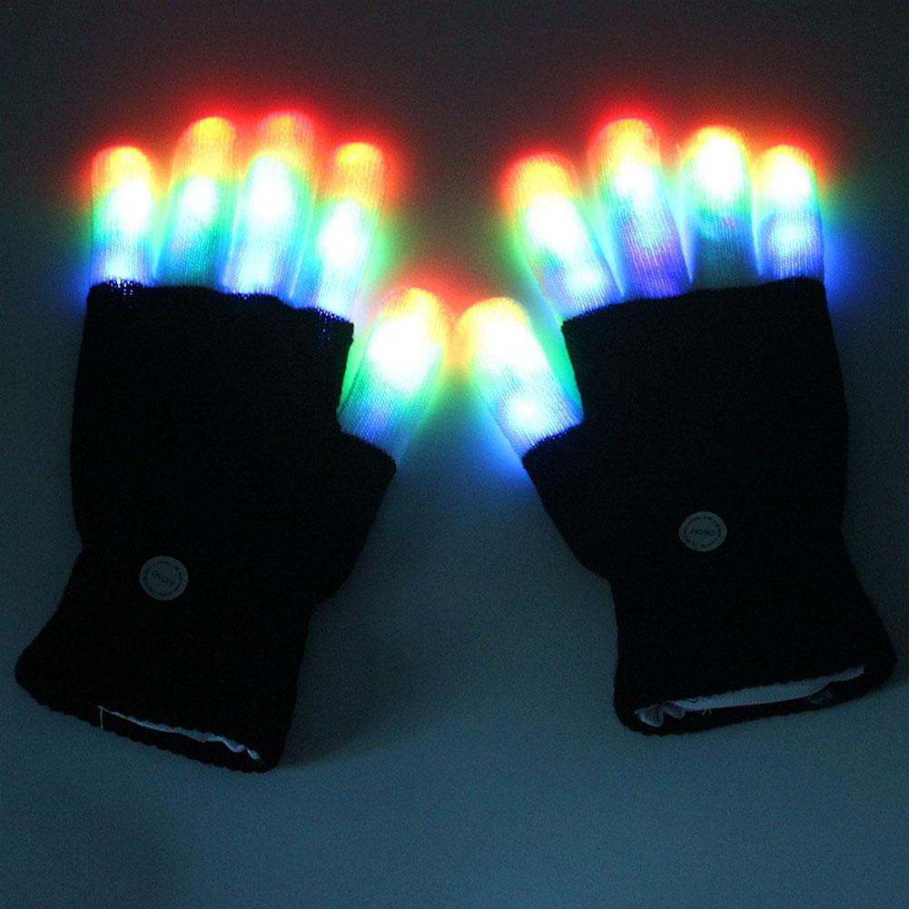 1pc LED Light Night Glowing Gloves Glitter Gloves For Entertainment Rave Party Glow Games Fun Glowing Gloves - GOLDEN TOUCH APPARELS WOMEN