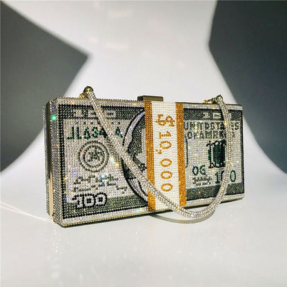 DIAMOND CHAIN Rhinestone Money Bag