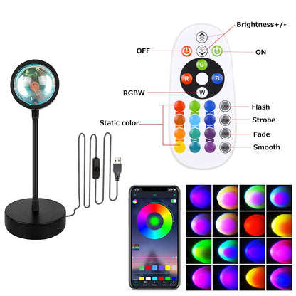 Sunset Projection Lamp - Bluetooth Sunset Projector Night Light with APP Remote Control, LED Lights for Room Decoration and Photography Gifts