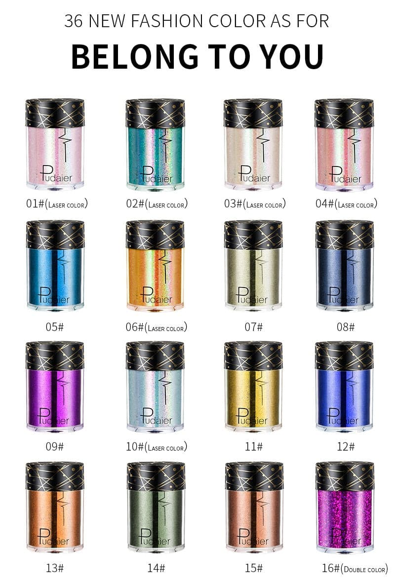 Beyprern 36 Colors Glitter Eyeshadow Waterproof Metallic Diamond Eyeshadow Palette Prismatic Powder Pigment Eye Makeup Cosmetic TSLM2.