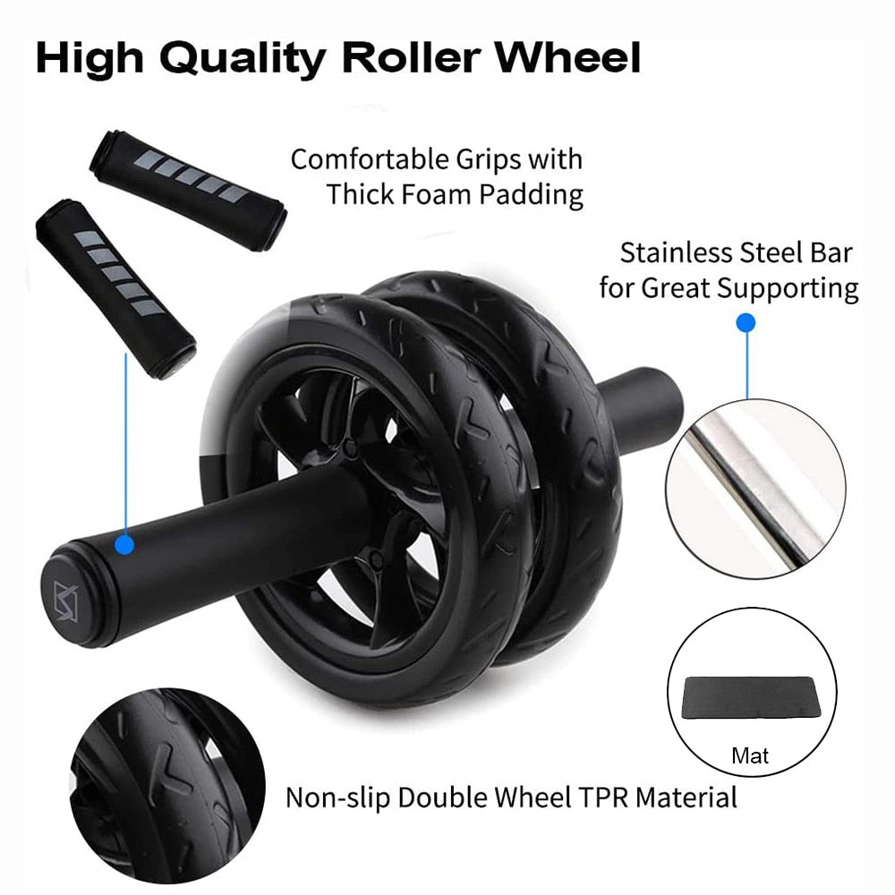 AB Roller Non-slip 15CM Tire Pattern Fitness Gym Exercise Abdominal Wheel Roller - GOLDEN TOUCH APPARELS WOMEN