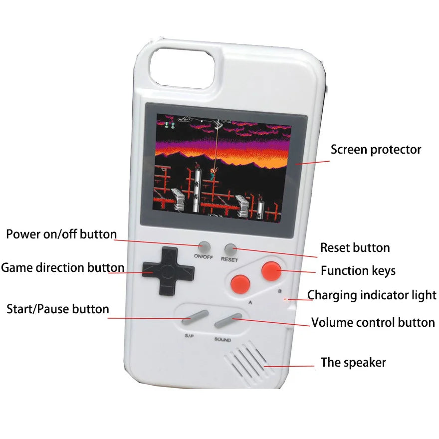 Retro GB Case for Phone 12 Mini/11 Pro Max/XS/XR/X/SE 2020/8 Plus, Playable Game Console Cover