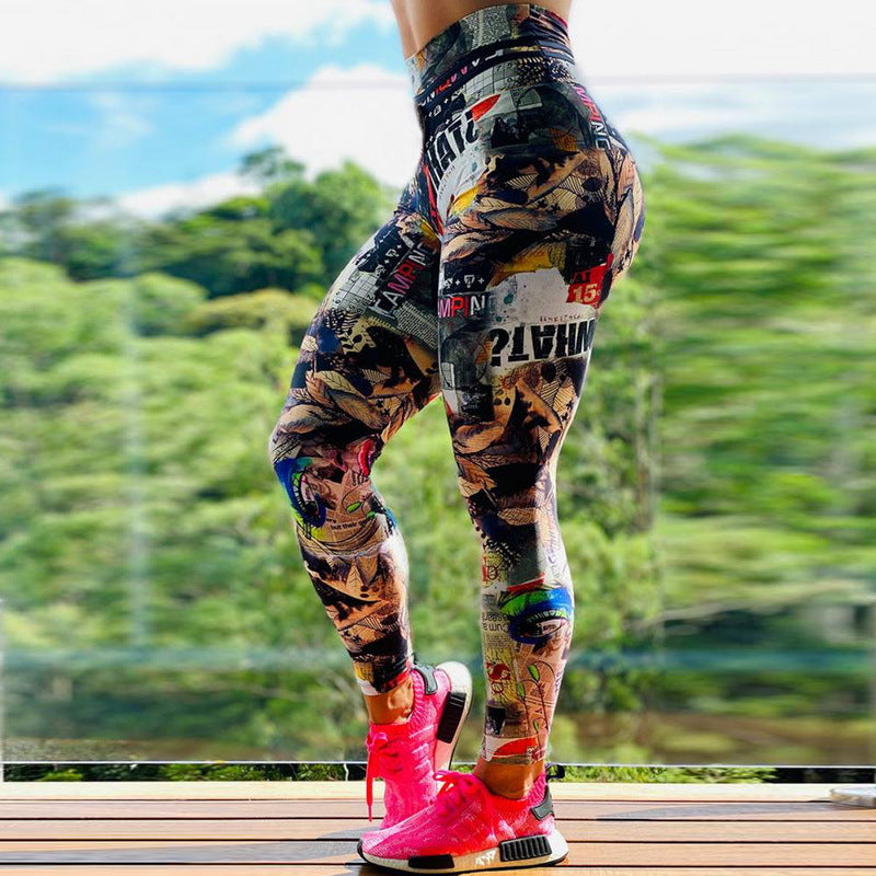 European and American wish cross-border ebay popular woven digital printing women's yoga pants yoga pants women's pants leggings.