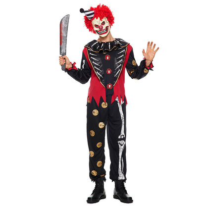 Halloween new spot white bone skull costume horror clown joker stage costume set