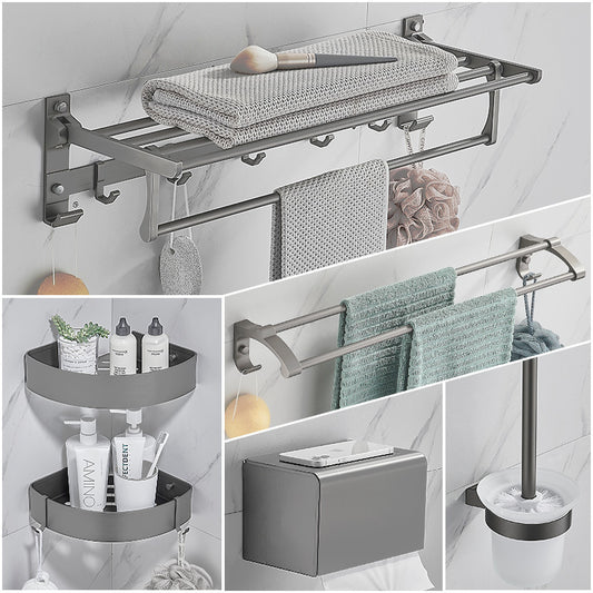 Gun bathroom towel rack light luxury bath towel rod free punching bathroom.