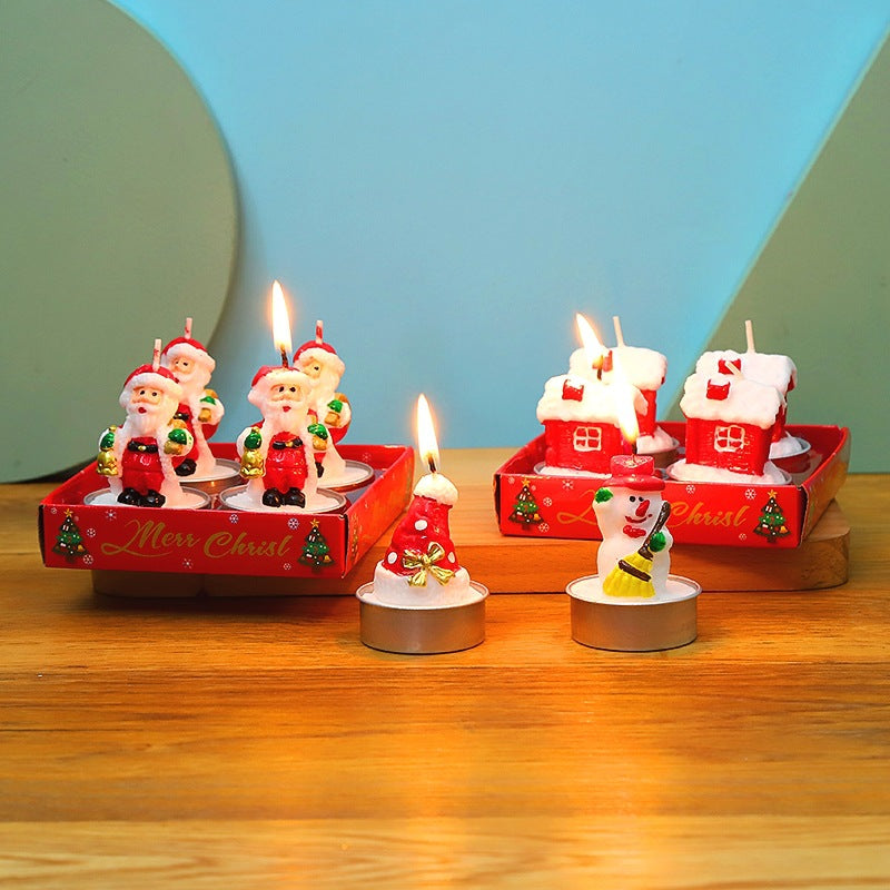 Christmas candle craft four gift boxes can ignite candlelight festival decorative atmosphere to lay Christmas gift